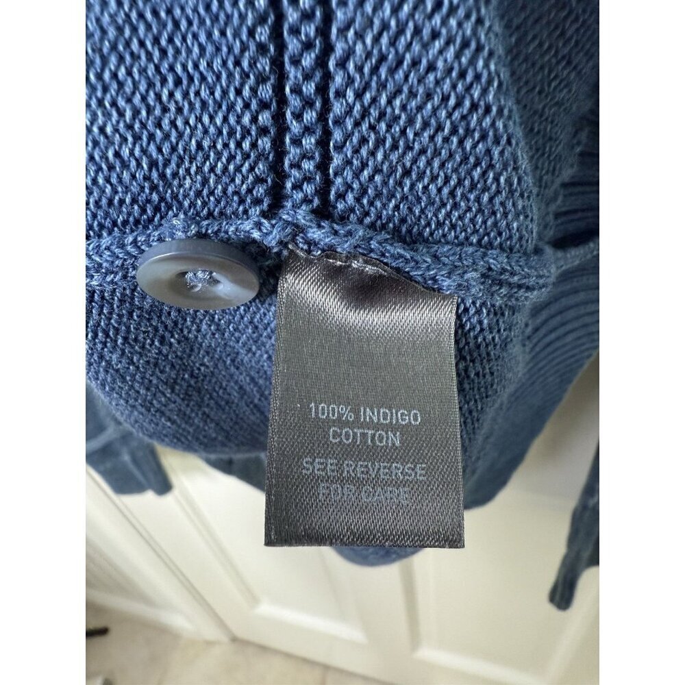 Johnston & Murphy Men’s Faded Blue Indigo Cotton Striped Sweater Size Large - Picture 7 of 10